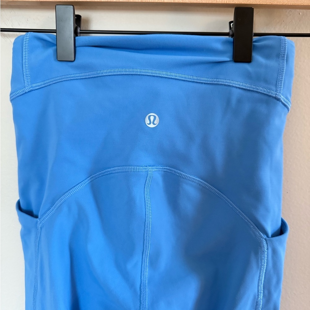 Lululemon • Power Thru High‎ Rise Blue Tight 25" Four Way Stretch Sz 0 Pockets - Picture 10 of 13